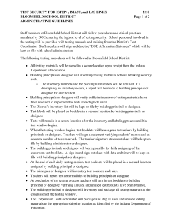 TEST SECURITY FOR ISTEP+, IMAST, and LAS LINKS 2210