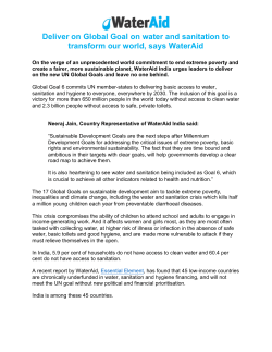Deliver on Global Goal on water and sanitation to