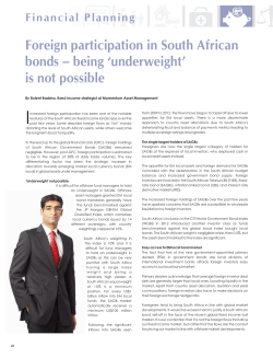 Foreign participation in South African bonds &ndash; being `underweight` is