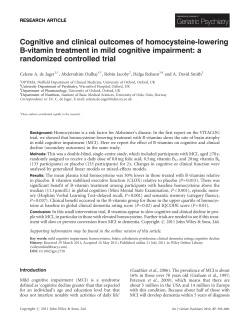 Cognitive and clinical outcomes of homocysteinelowering Bvitamin