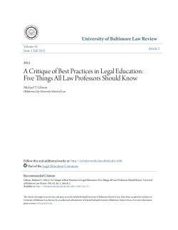 A Critique of Best Practices in Legal Education: Five