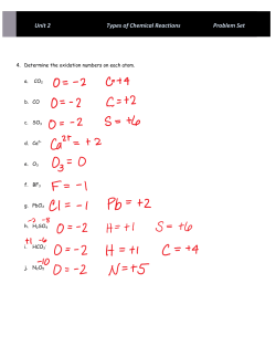 Unit 2 Types of Chemical Reactions Problem Set
