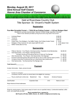 Monday, August 28, 2017 22nd Annual Golf Classic Hoover Area