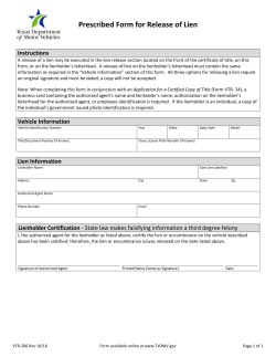 Prescribed Form for Release of Lien (Form VTR-266)