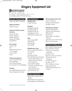 Kingery Equipment List - Kingery Printing Company