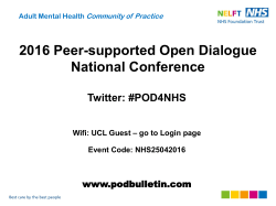 Peer-supported Open Dialogue Conference 25 April 2016