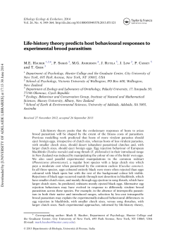 Life-history theory predicts host behavioural responses to