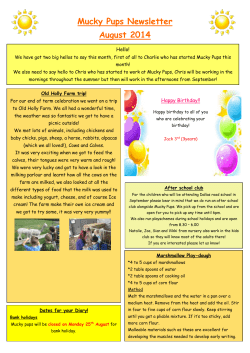 Mucky Pups Newsletter August 2014