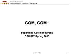 GQM - Software Engineering I - University of Southern California