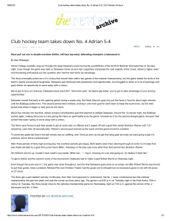 2011 &ndash; Club hockey team takes down No. 4 Adrian 5-4