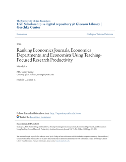 Ranking Economics Journals, Economics Departments
