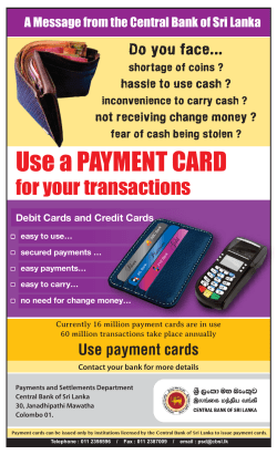 A Message on the use of Payment Cards