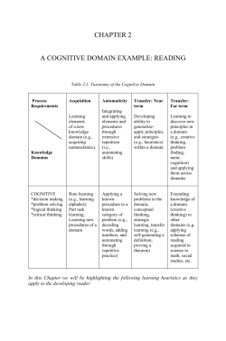 chapter 2 a cognitive domain example: reading