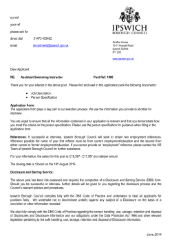 PERSON SPECIFICATION Assistant Coach