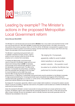 Leading by example? The Minister`s actions in the proposed