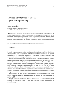 Towards a Better Way to Teach Dynamic Programming