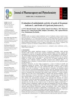 Evaluation of anthelmintic activity of seeds of Sesamum indicum L