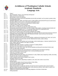 Archdiocese of Washington Catholic Schools Academic Standards