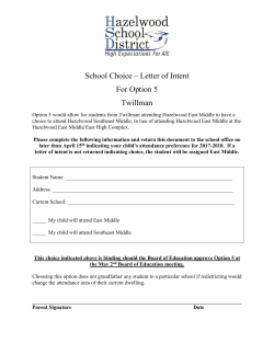School Choice &ndash; Letter of Intent For Option 5 Twillman