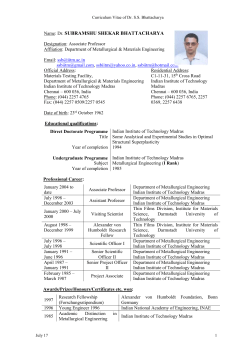 SS Bhattacharya - Metallurgical and Materials Engineering
