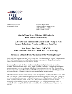 One in Three Bronx Children Still Living in Food Insecure Households