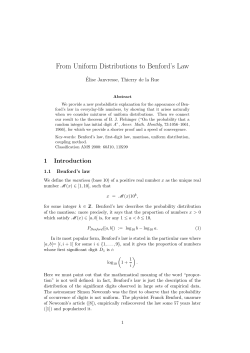 From Uniform Distributions to Benford`s Law
