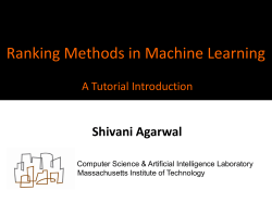 Ranking Methods in Machine Learning