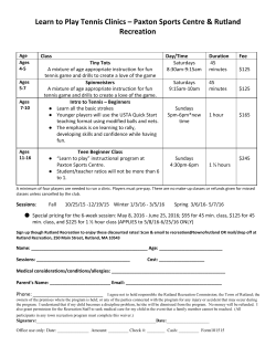 Learn to Play Tennis Clinics &ndash; Paxton Sports