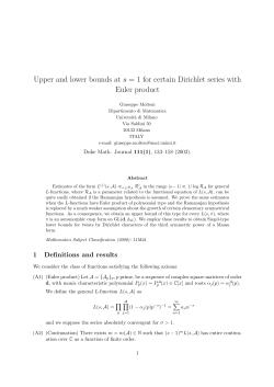 Upper and lower bounds at s = 1 for certain Dirichlet series with
