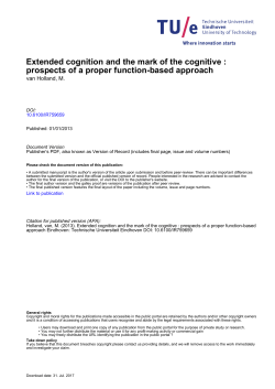 Extended cognition and the mark of the cognitive : prospects