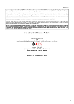 Non-collateralised Structured Products Issuer: UBS AG