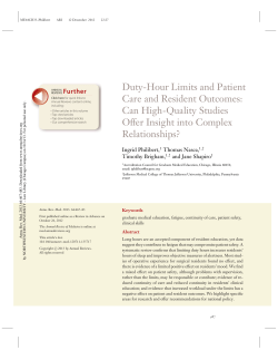 Duty-Hour Limits and Patient Care and Resident