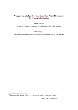 The Production of Hydrogen by Water Electrolysis