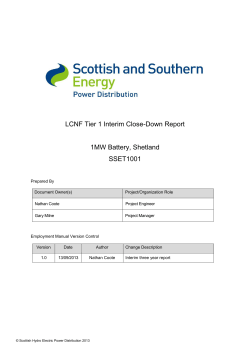 1MW Battery, Shetland Interim Close-Down Report