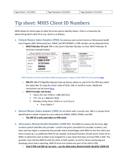 Tip sheet: MHIS Client ID Numbers