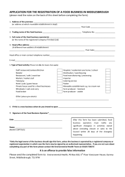 application for the registration of a food business in middlesbrough