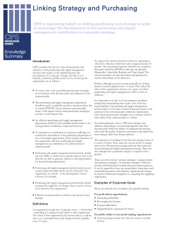 Linking Strategy and Purchasing