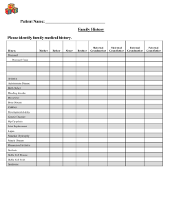 Patient Name: Family History Please identify family medical history.
