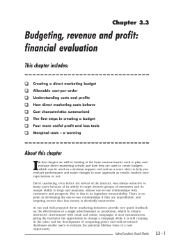 Budgeting, revenue and profit: financial evaluation