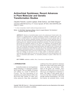Actinorhizal Symbioses: Recent Advances in Plant Molecular