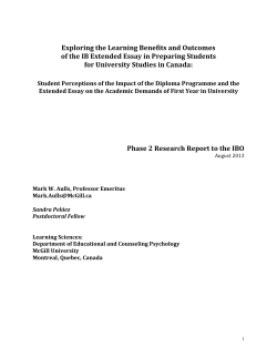 Exploring the Learning Benefits and Outcomes of the IB Extended