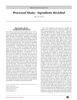 Processed Meats: Ingredients Revisited