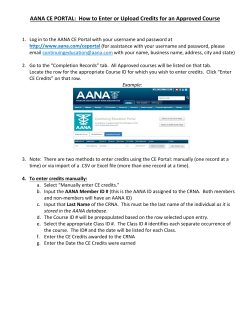 AANA CE PORTAL: How to Enter or Upload Credits for an Approved