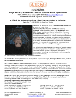 PRESS RELEASE: Fringe New Play Prize Winner - The