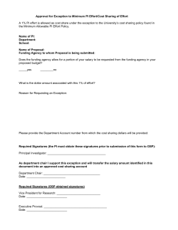 Approval for Exception to Minimum PI Effort/Cost Sharing of Effort A