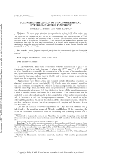 Computing the Action of Trigonometric and Hyperbolic Matrix