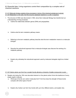 2.1 Overview of Metabolism