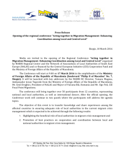 Press Release Opening of the regional conference &ldquo;Acting together