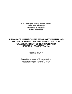 Summary of dimensionless Texas hyetographs and distribution of