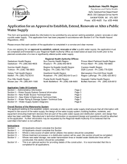 Application for Approval to Construct a Public Water SUpply
